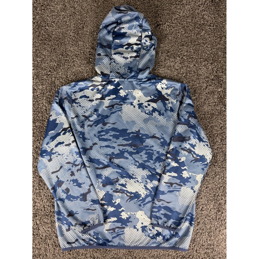 Huk Men Blue Digital Camo Performance Hoodie Pullover Fishing Sweatshirt Medium - Picture 3 of 8